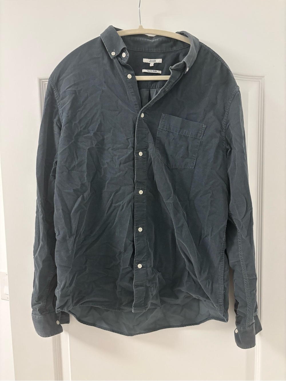 Jules Men's Button-Down Corduroy Shirt in Slate